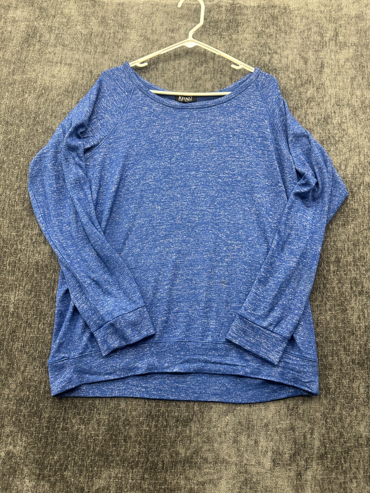 Buffalo David Bitton Top Womens XL Blue Knit Raglan Sleeve Scoop Neck Thermal