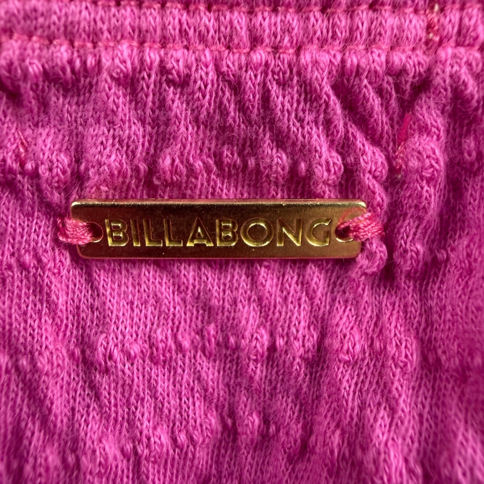 Billabong Crop Top Women’s Medium Pink Smocked Hem Textured Tie Front Camisole