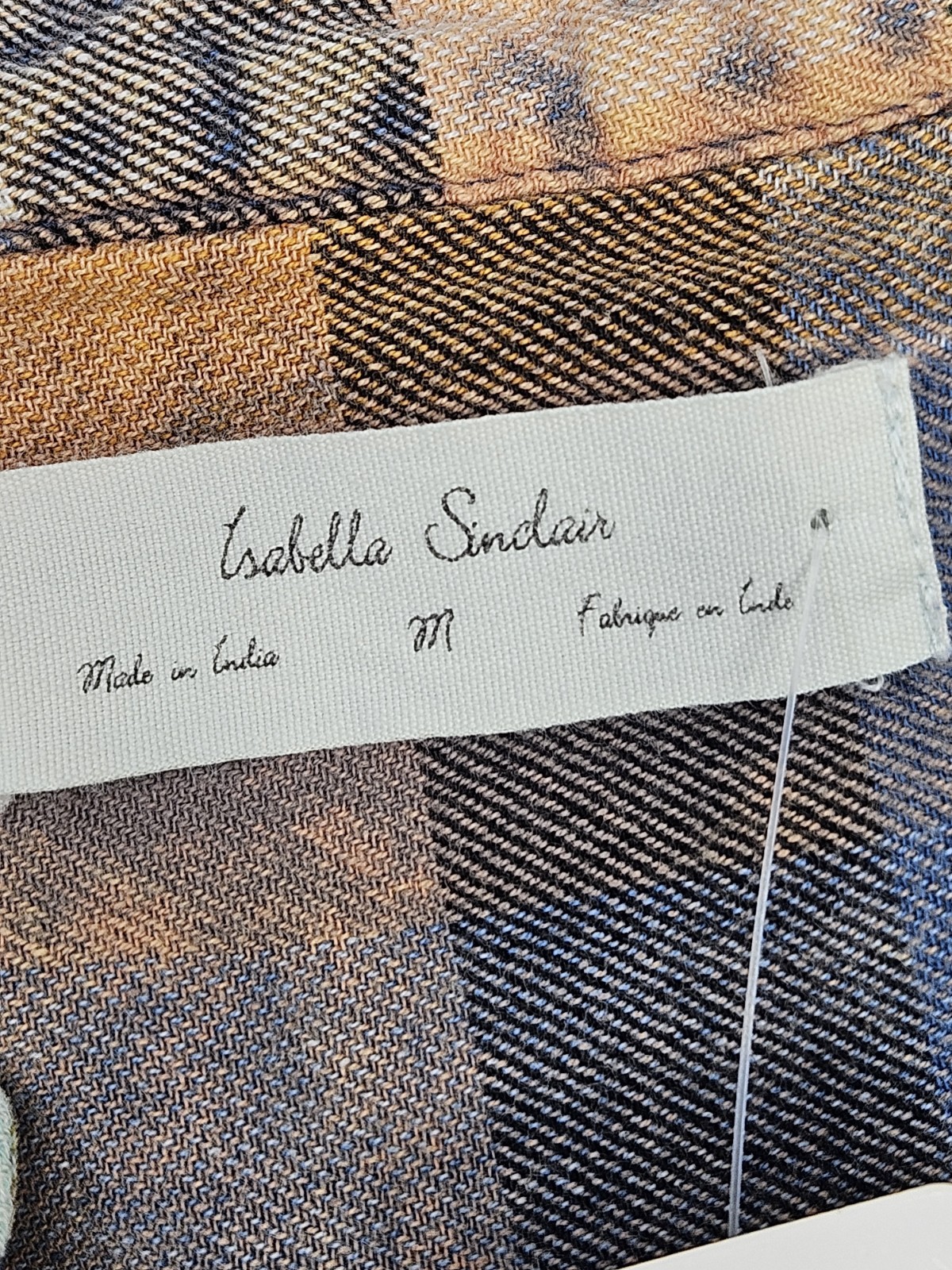 Isabella Sinclair Plaid Tunic Shirt Medium Ruffle V Neck Long Sleeves