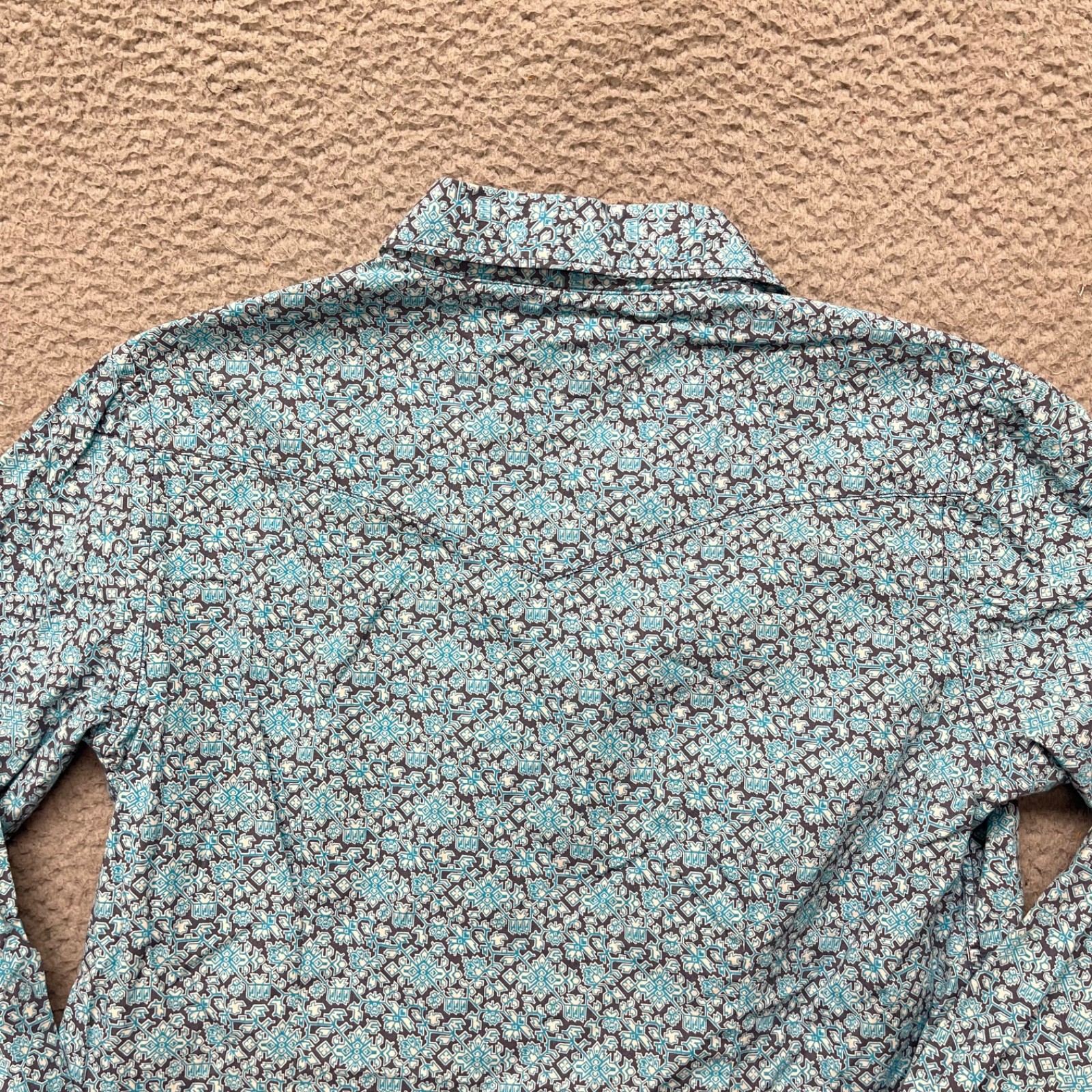 Panhandle Rough Stock Top Womens M Blue Pearl Snap Western Cowgirl Rockabilly