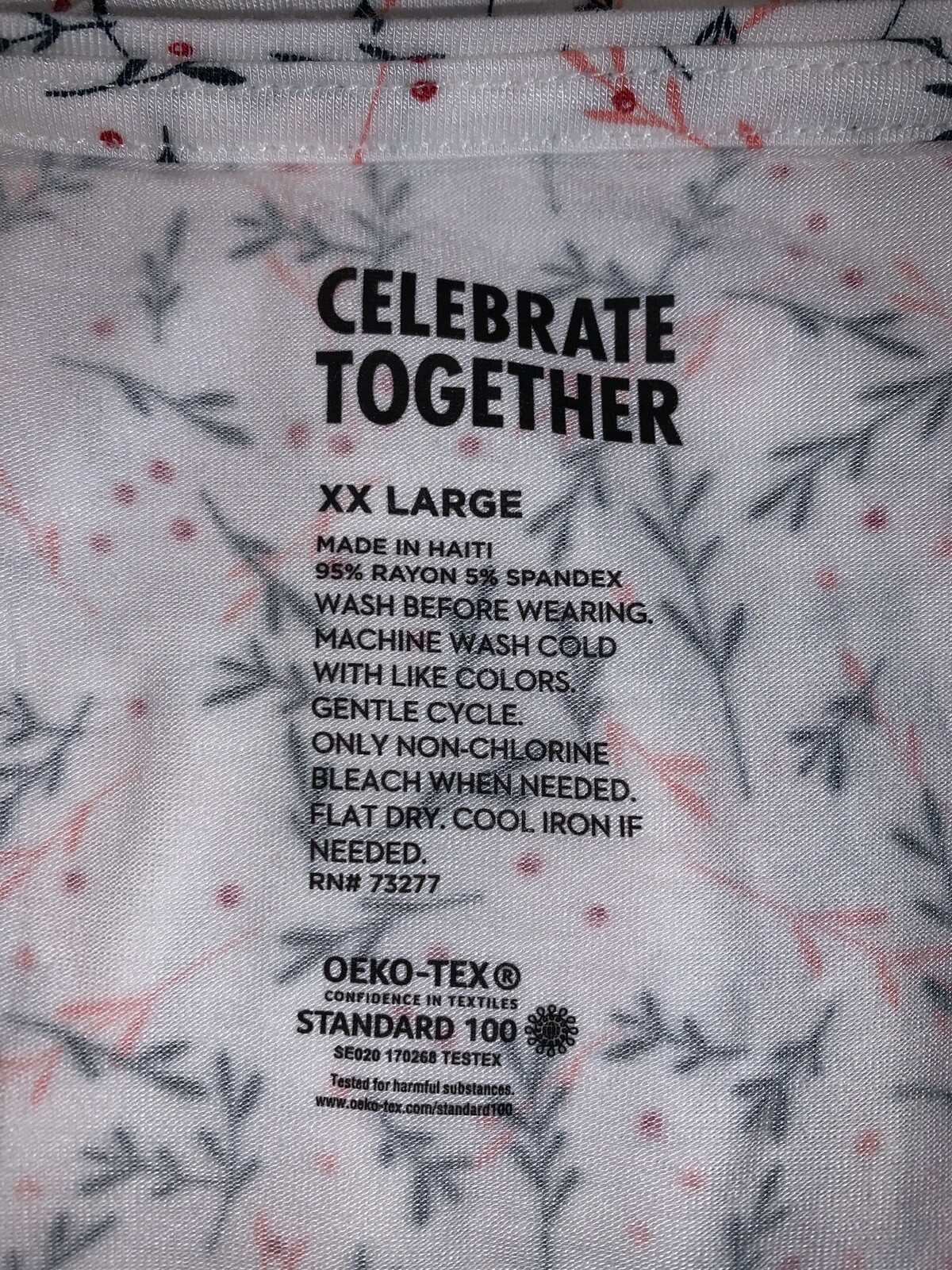 Christmas Holly Print LongSleeve Knit Top XXL Stretch Holiday Celebrate Together
