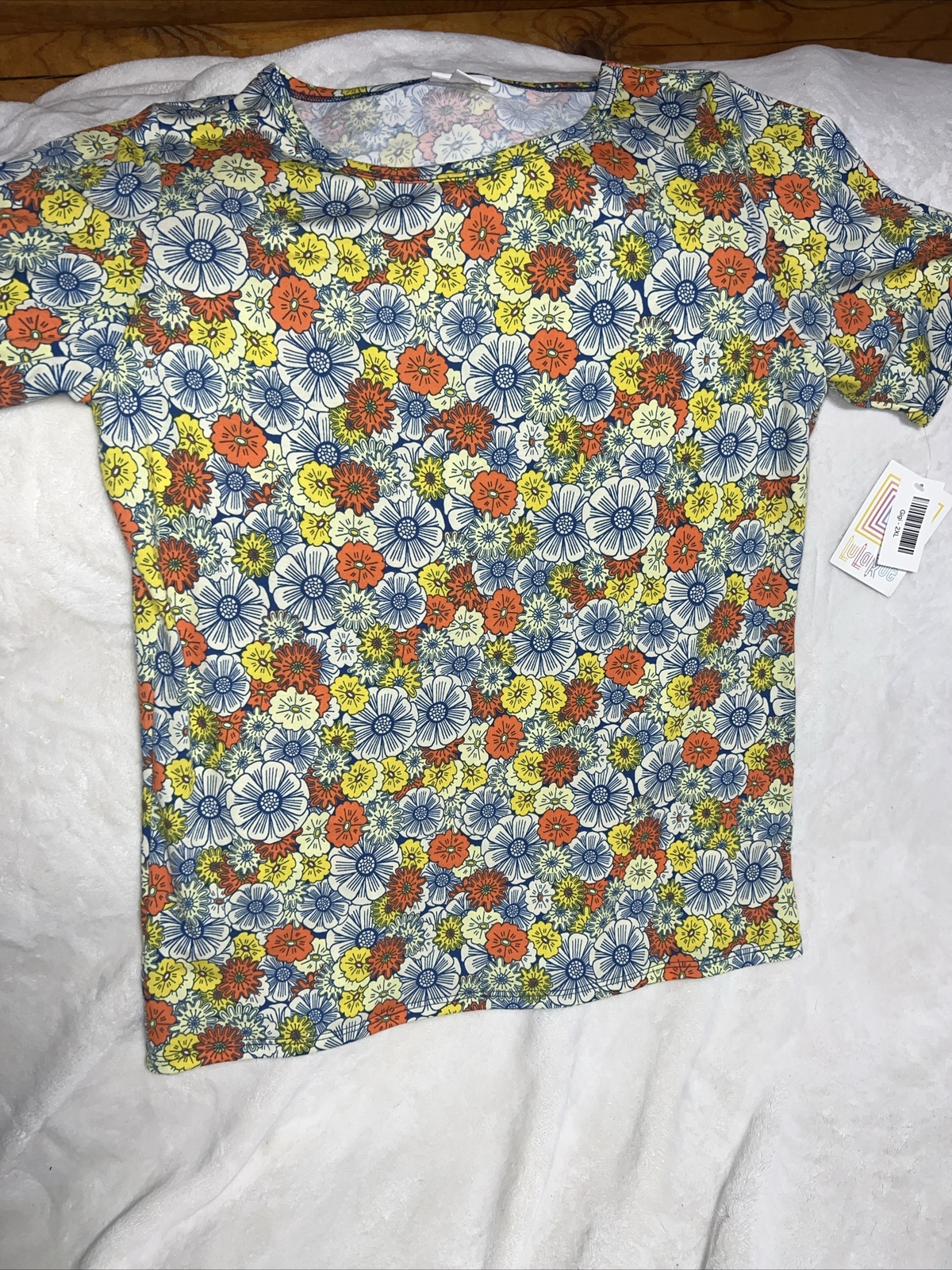 Lularoe GiGi Shirt Top Fitted Yellow White Orange Floral Daisy 2XL 20/22 🦄