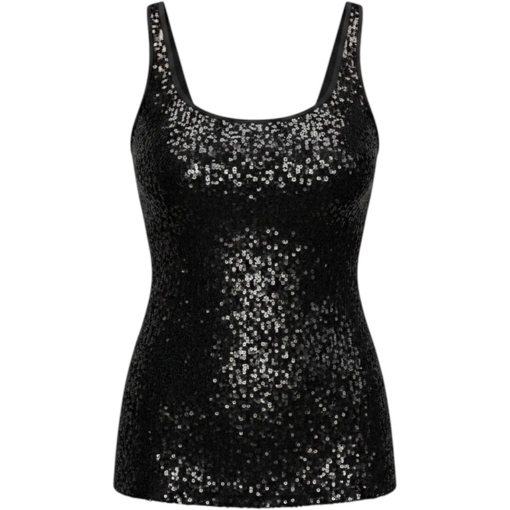 Available Sequin Tank Top Womens Size S Black Excellent Sleeveless Scoop Neck