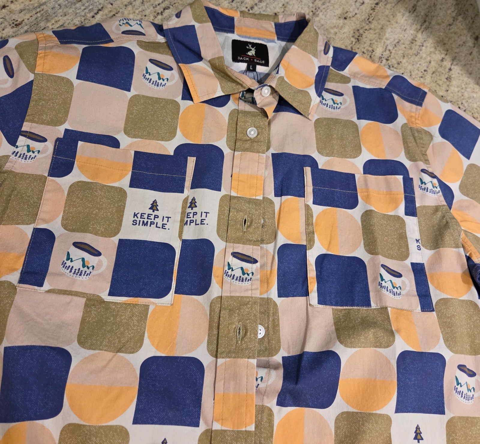 New! Jack & Sage Women’s L Retro Picnic Camp Shirt Keep It Simple Coffee Mug