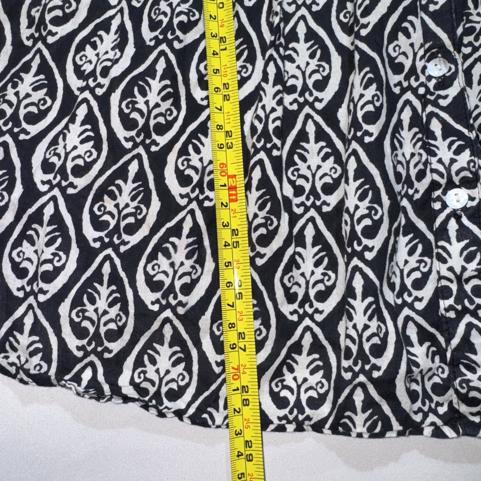 Rock Flower Paper Womens Boho Geometric Leaf Print 3/4 Sleeve Tunic Blouse Small