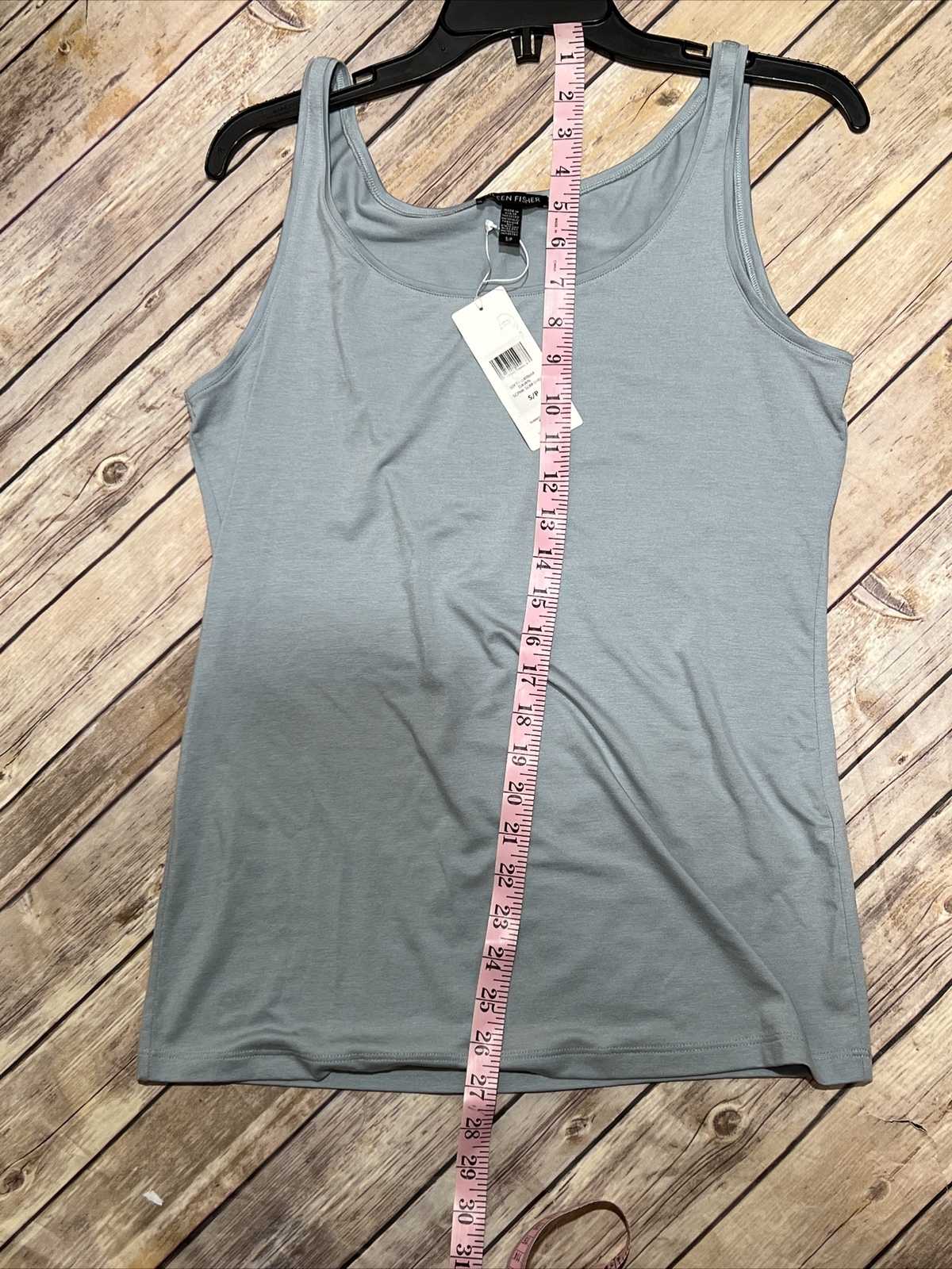 EILEEN FISHER Dawn Blue Slim Scoop Neck Shell Tank Top S/P Fine Tencel Jersey