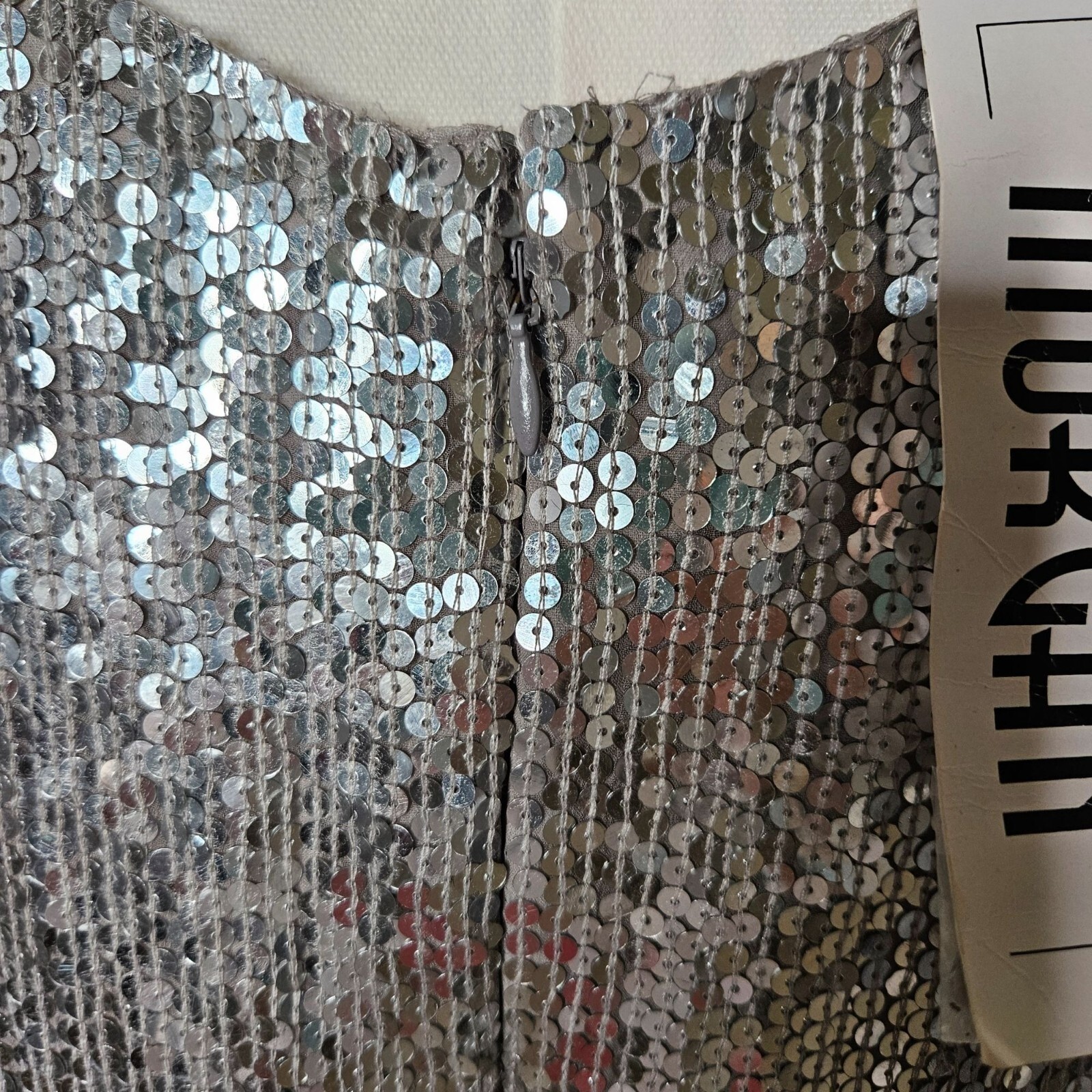 Vintage Miss Morgan Medium Sequin Silk Tank Top Silver Sparkle Hand Made NEW!