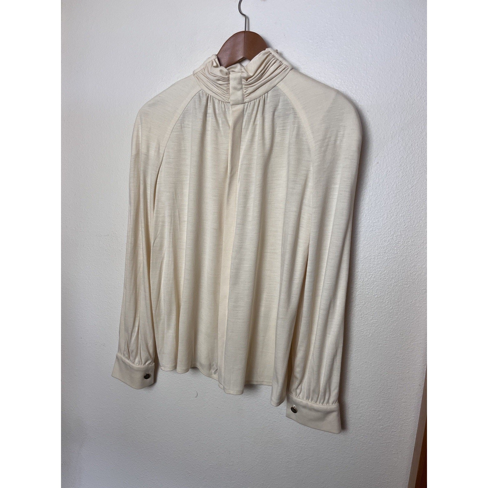 Vintage Alan Austin Ivory Wool Blend Long Sleeve Top Women’s Sz Medium Large