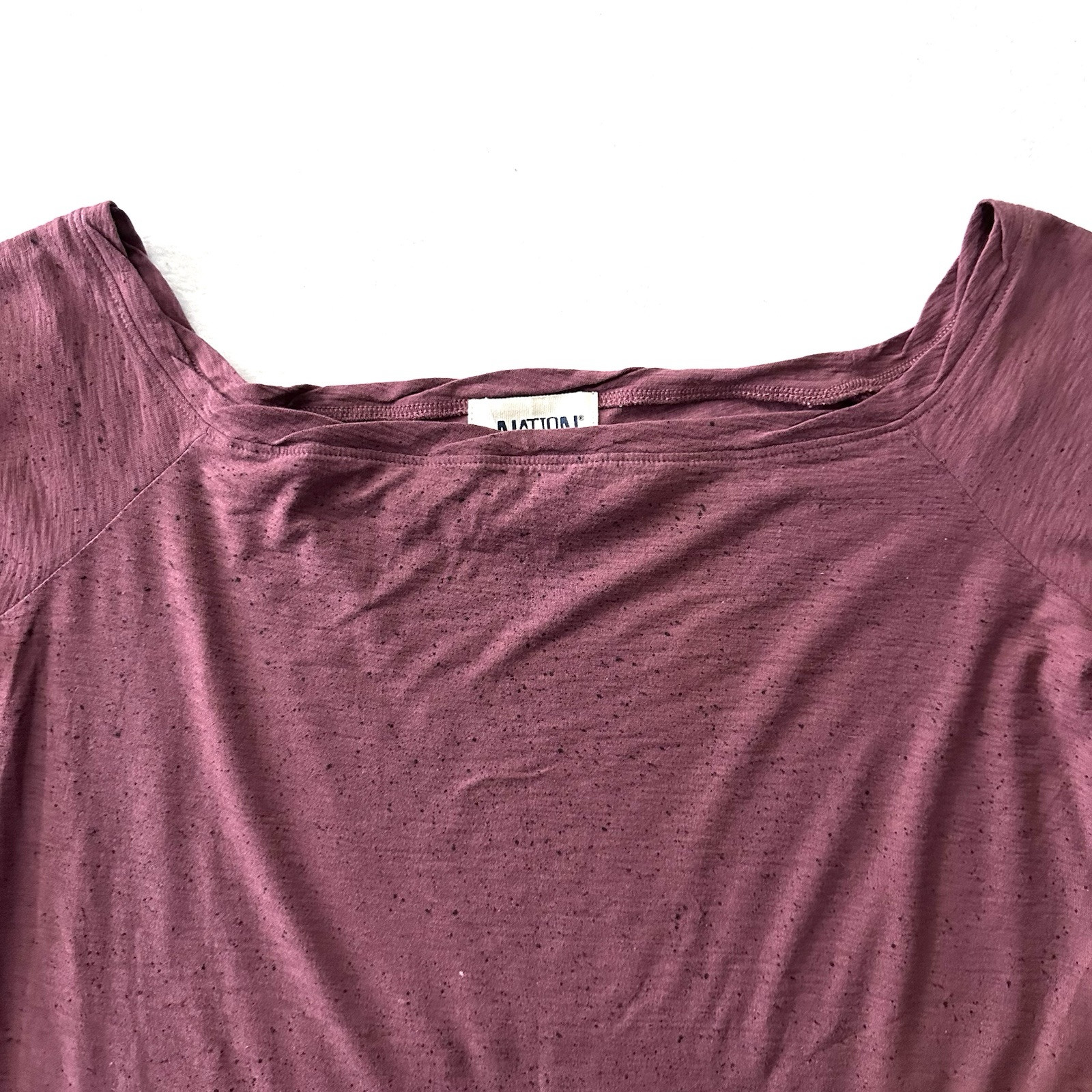 Nation ltd Women’s L Large Square Neck Speckled Boxy Pima Peru Red Burgundy