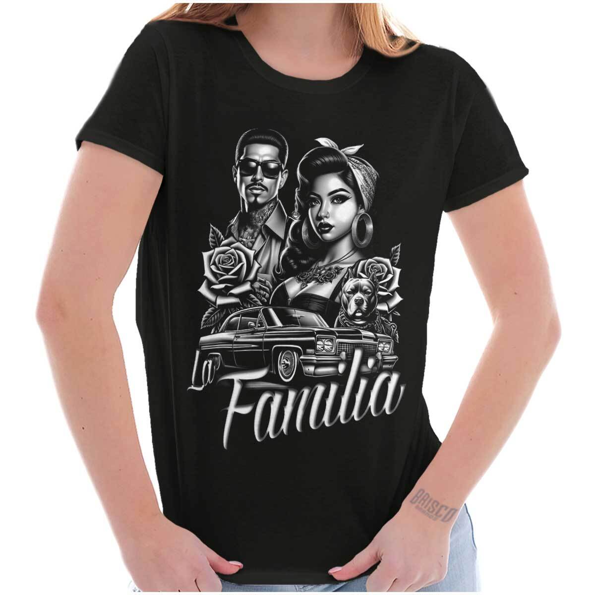 La Familia Chicana Cholo Low Rider Roses Graphic T Shirts for Women T-Shirts