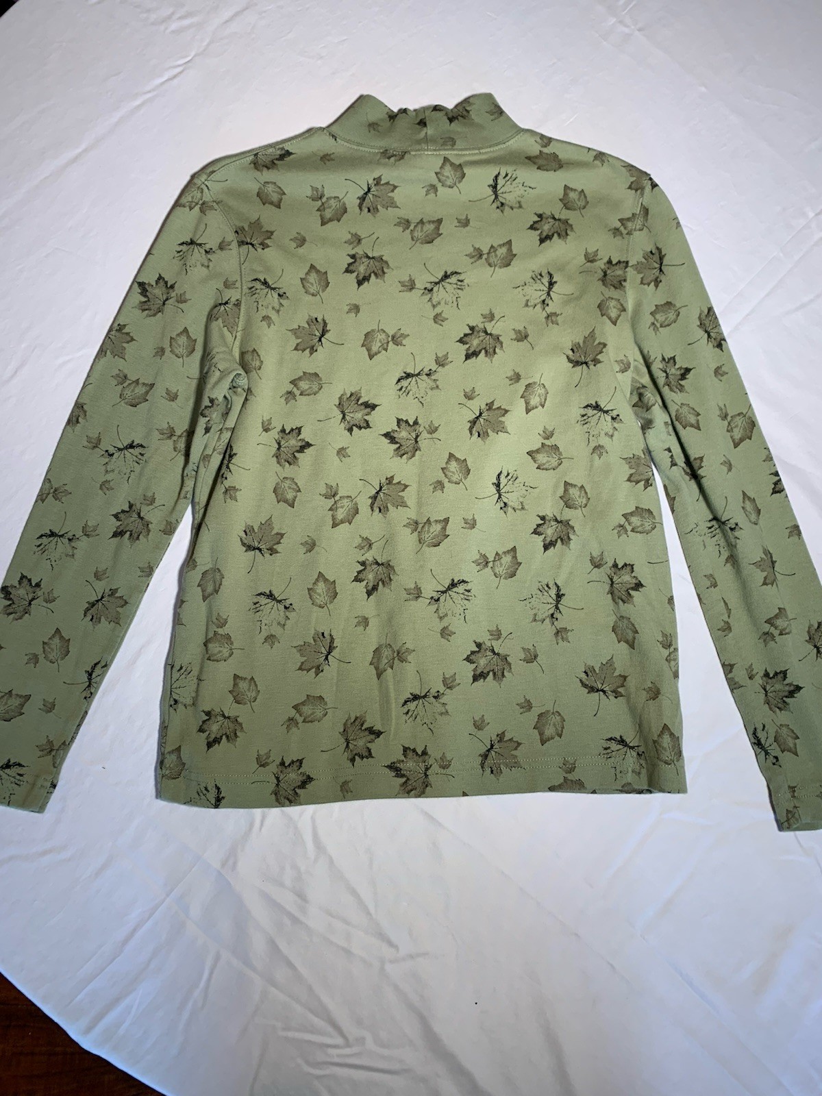 Vintage Style Fall Leaf Turtle Neck Granny Core Whimsical Naturalist Long Sleeve