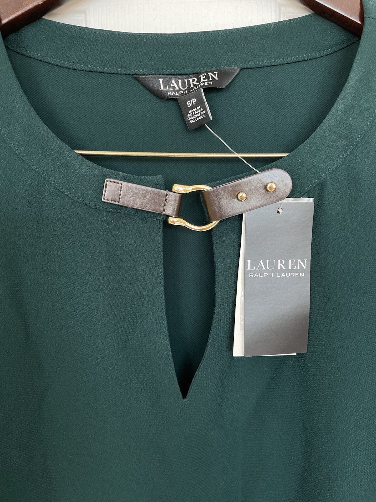 NWT $125 Lauren Ralph Long Sleeve Shirt Blouse Deep Pine Small Women’s Holiday