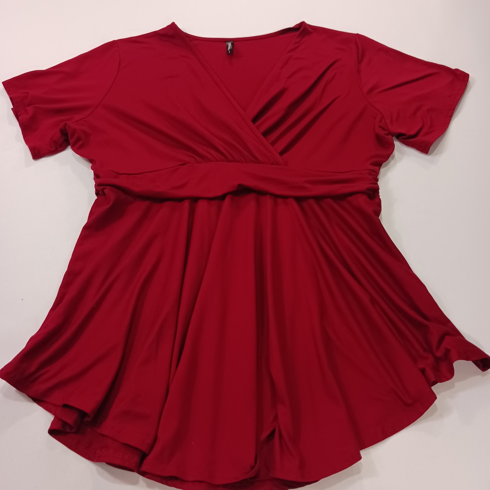 Allegrace Women’s Red Stretch Short Sleeve Casual Top Blouse Size 1X
