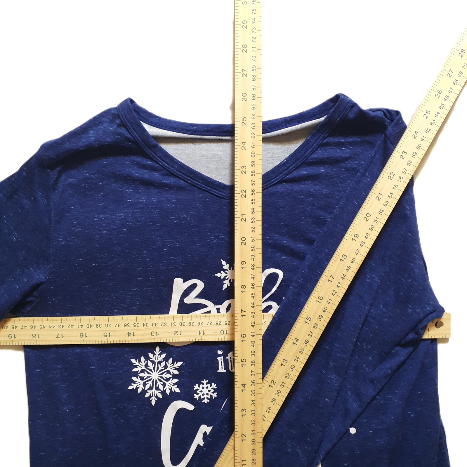 Fashion by Marabeau Women Long-Sleeve Shirt Size M Blue “Baby It’s Cold Outside”