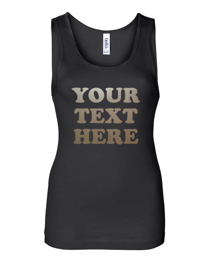 BELLA+CANVAS WOMEN’S CUSTOM PRINT YOUR OWN METALLIC TEXT ON A BABY RIB TANK TOP