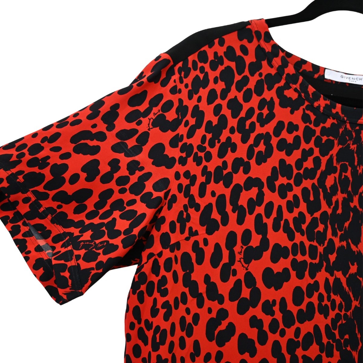 Givenchy Paris Red Black Animal Print Silk Top Size 38 Approx US 6