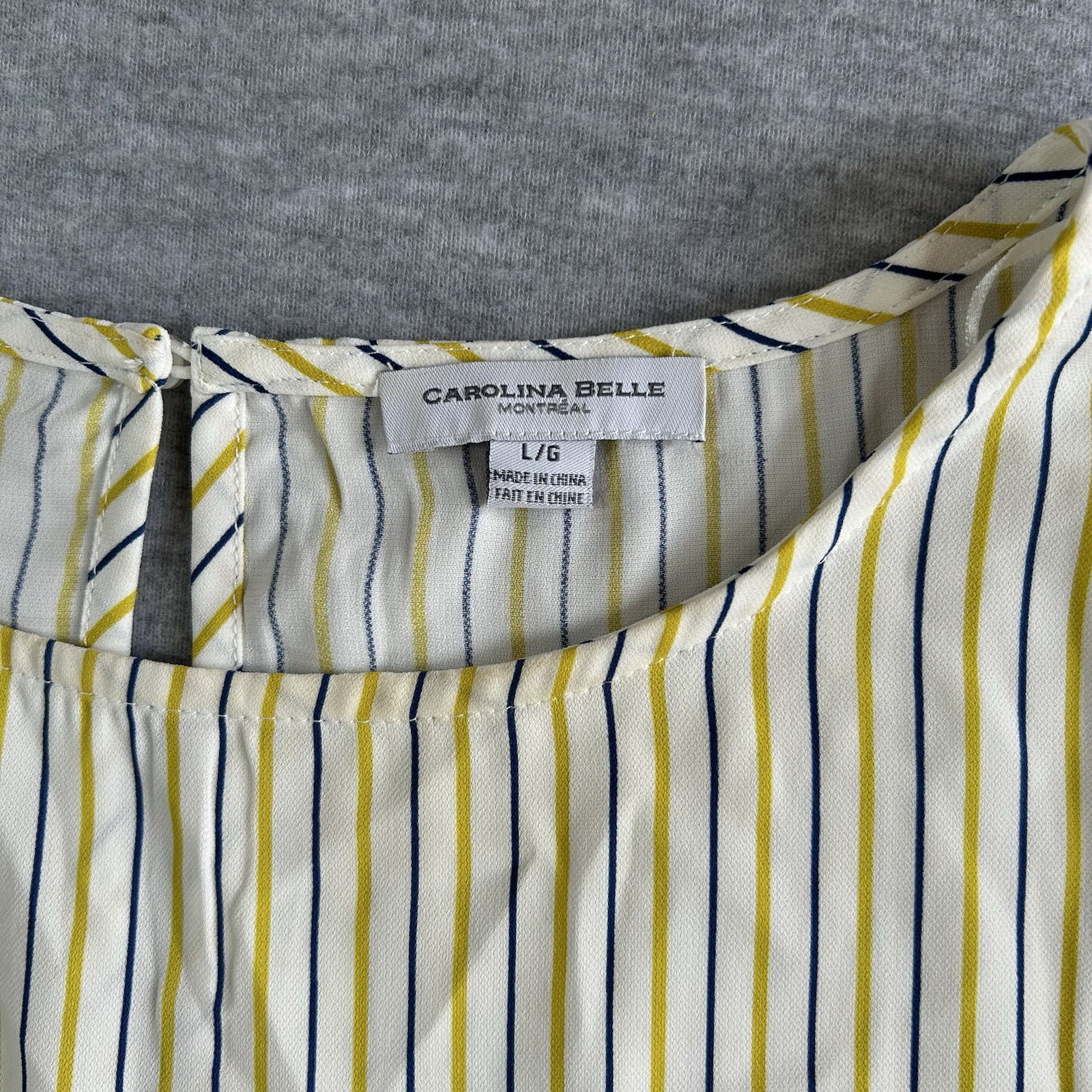Carolina Belle Women’s L/G Striped Ruffle Bell Sleeve Round Neck Blouse