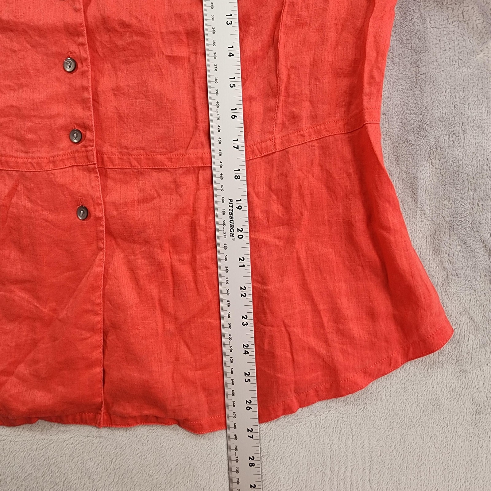 Jones New York Shirt Womens 16W Orange Linen Button Front Long Sleeve Blouse