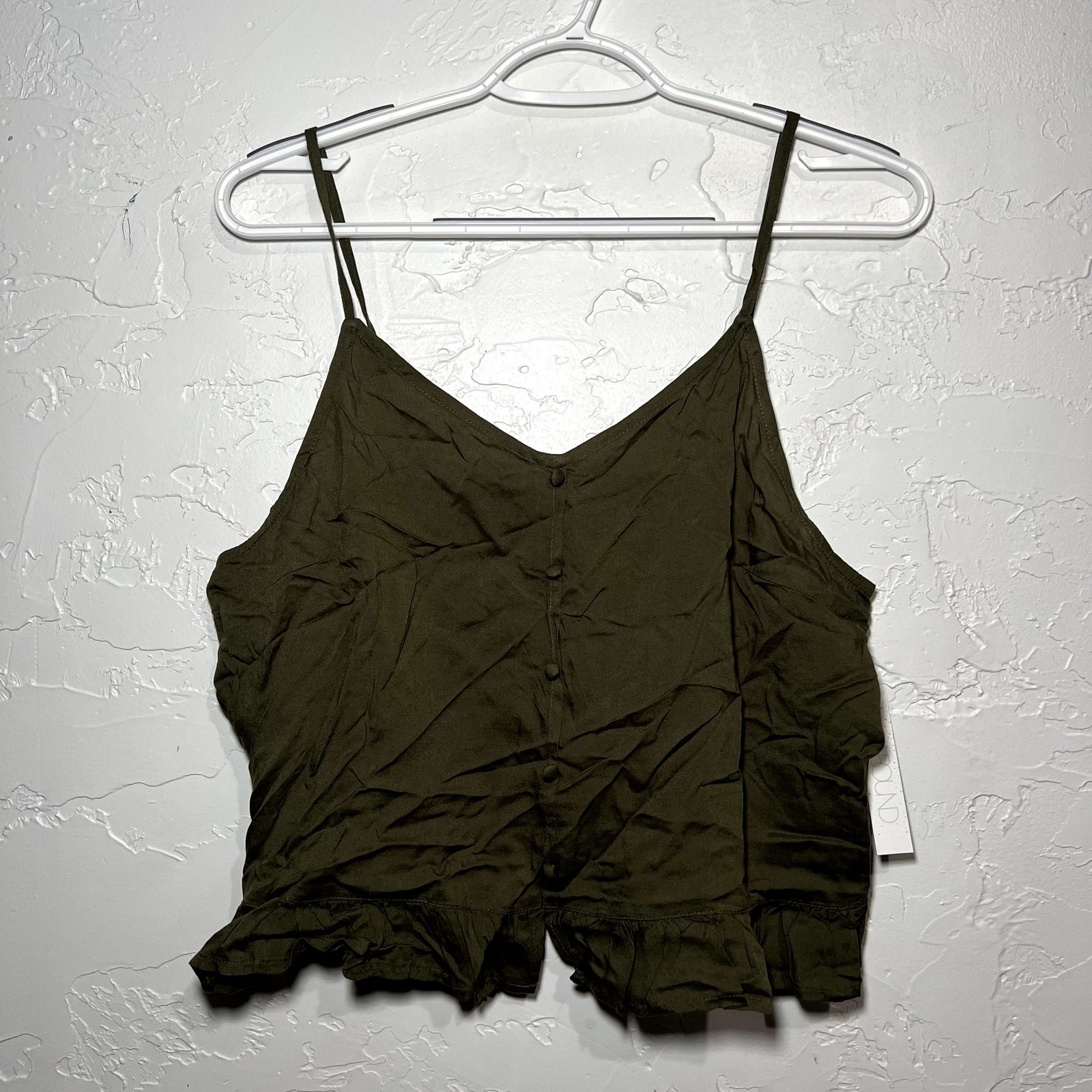 NWT Abound olive green button crop top tank womens medium trendy boho chic