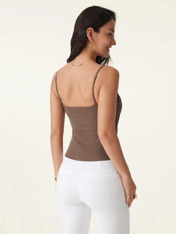 OGL Women’s Scoop Neck Gathered Spaghetti Bra Tank – No Import Fees