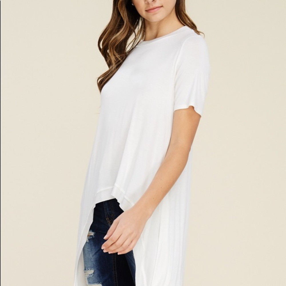 NWT annabelle boutique White high low knit top womens M basic layer western