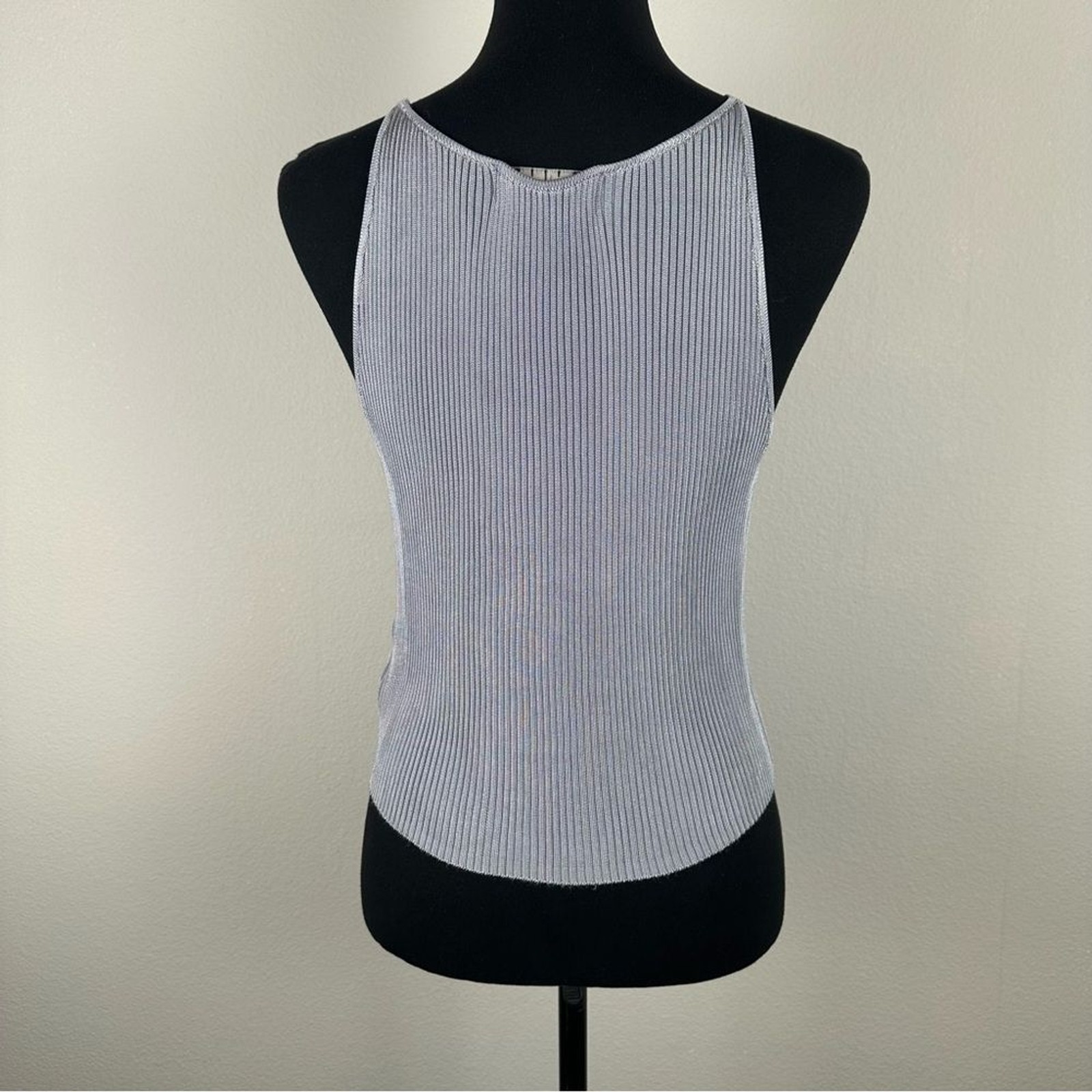 Vintage Bebe Moda Ribbed Grey Tank Top Womens Medium Made in USA