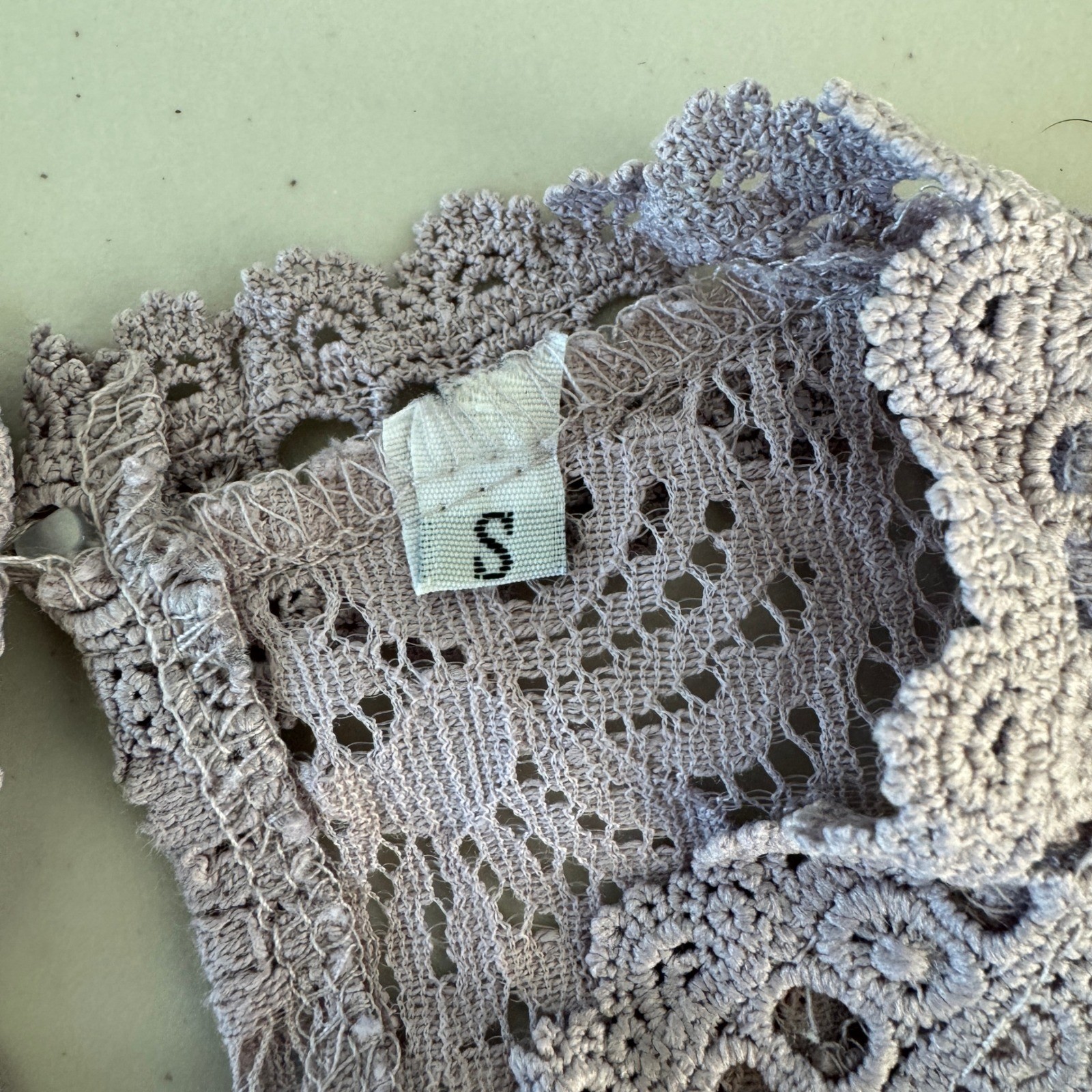Lace Crochet Top Sz S Cotton Blend Mauve Romantic Cottagecore Victorian Feminine