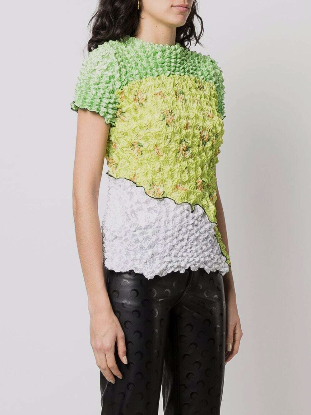 $895 Marine Serre Women’s Green Popcorn Knit Short Sleeve Top Size 40