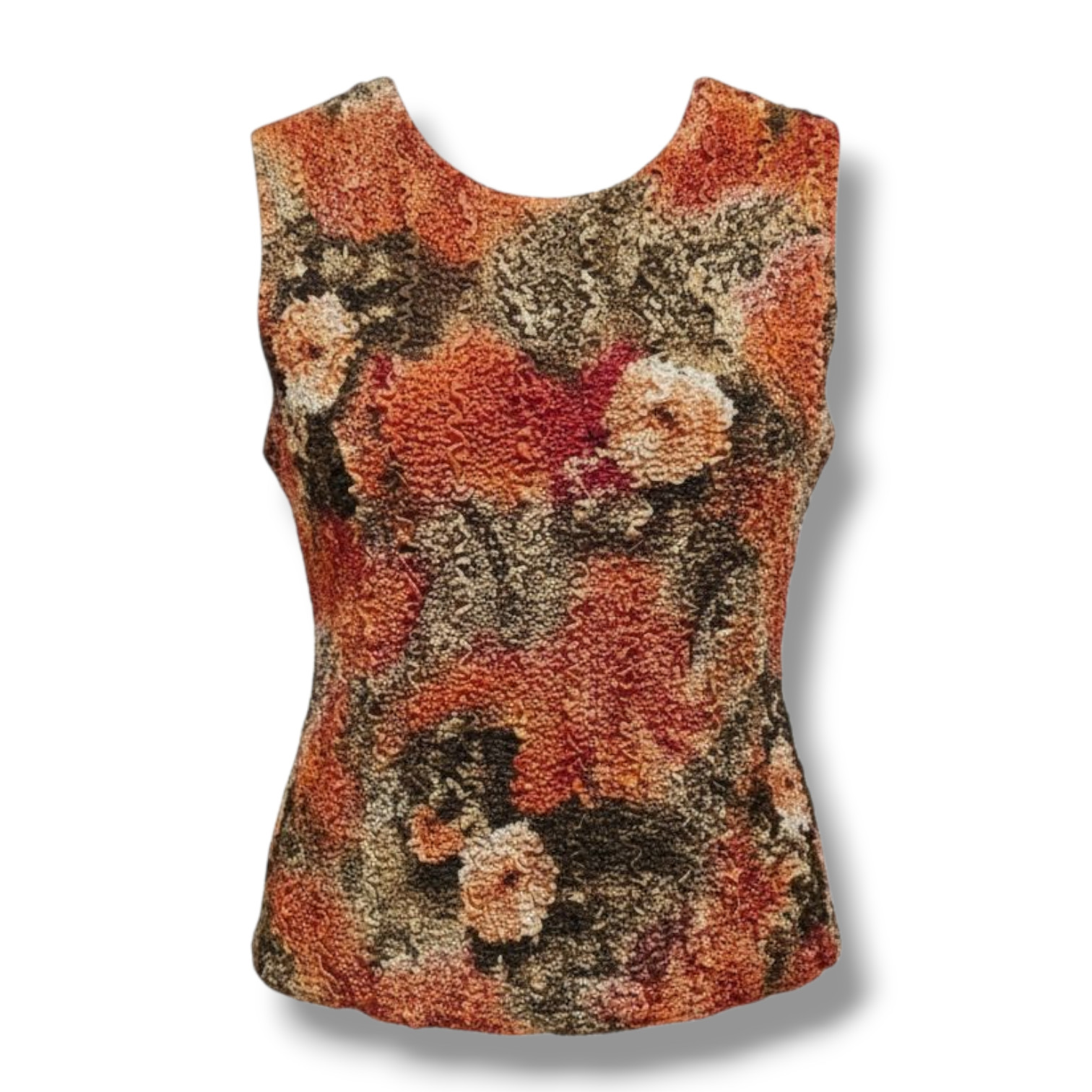 Vintage Women’s Reversible Textured Floral Sleeveless Top – one size fits most