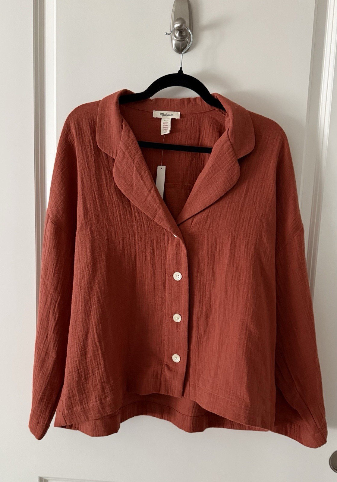 NEW MADEWEL Women’s NC185/186 Afterglow Red Oversized Gauze Lounge/PJ Set XL/XXL
