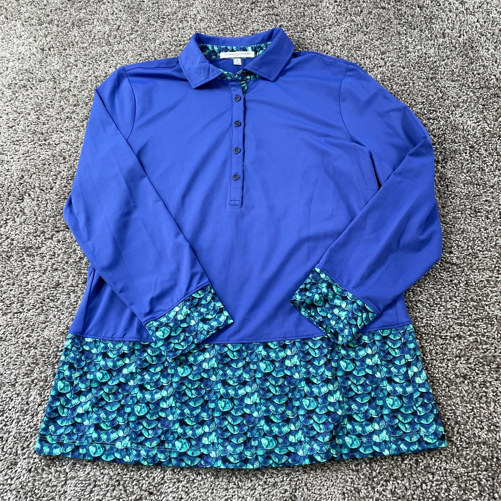 Fairway & Greene Shirt Women Medium Blue Golf 1/4 Pullover Long Sleeve