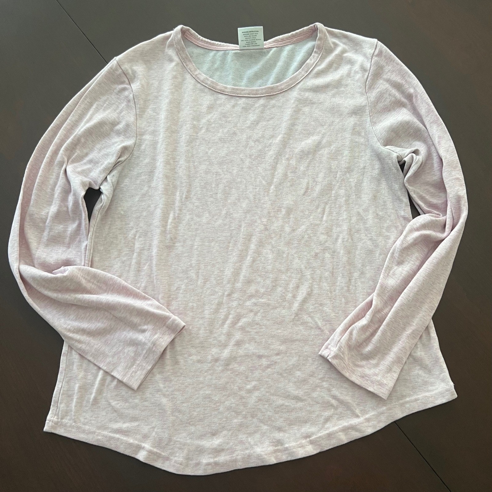Mia & Tess Womens Large Light Pink Heathered Long Sleeve Crew Neck Top Pullover