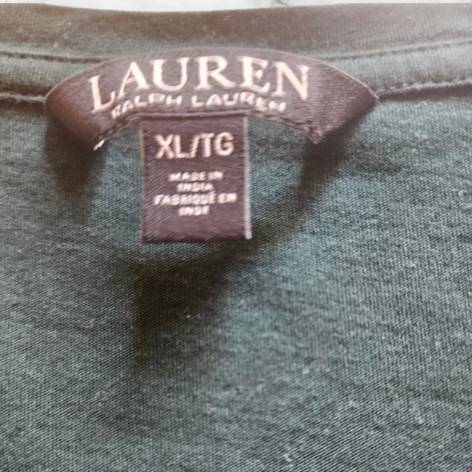 Lauren Ralph Lauren Black Label Women’s XL Beaded V-Neck Blouse Deep Pine Green