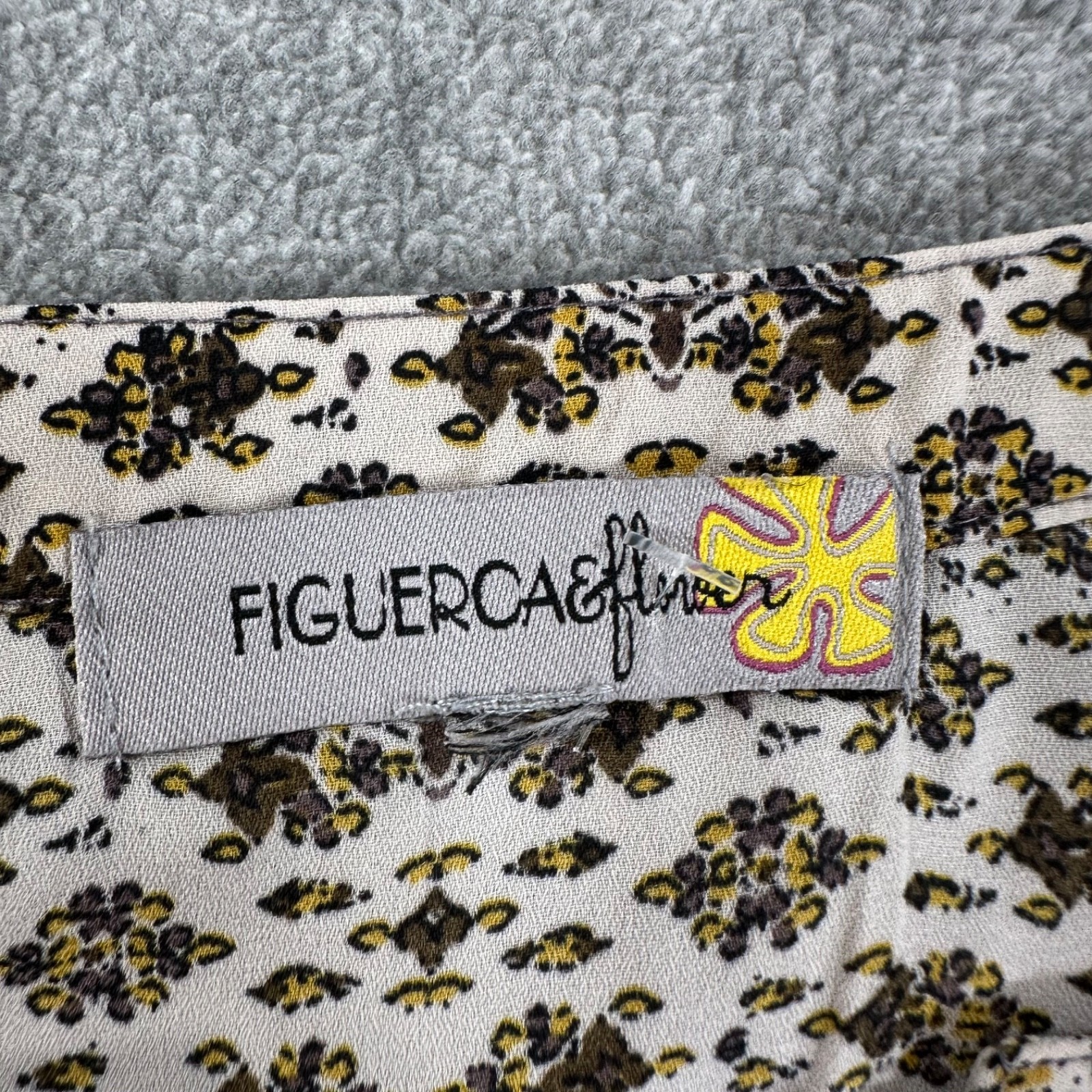 Figueroa & Flower Bedazzled Peasant Blouse Womens XL 3/4 Sleeve Brown Yellow Top