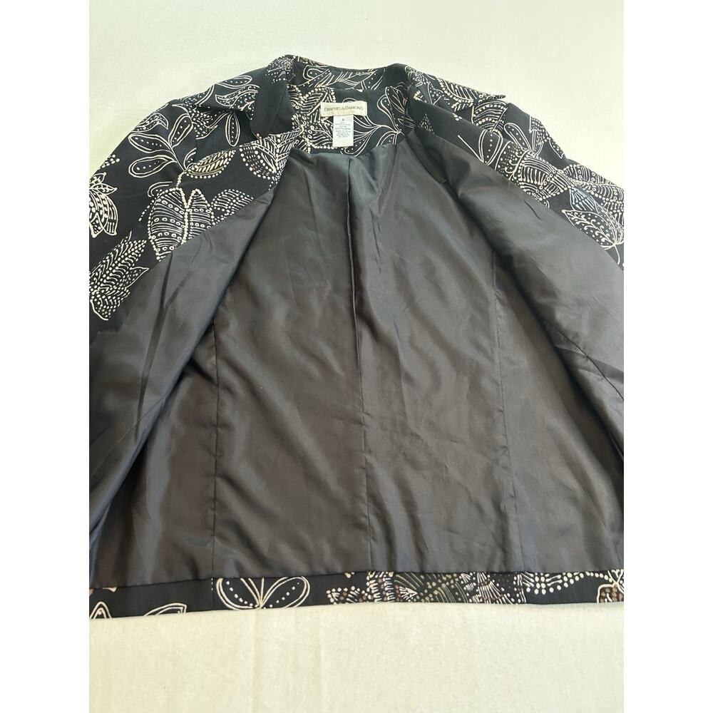 Draper’s and Damon’s Open Front Jacket Black Multicolor Lined Sz 8 Embroidered