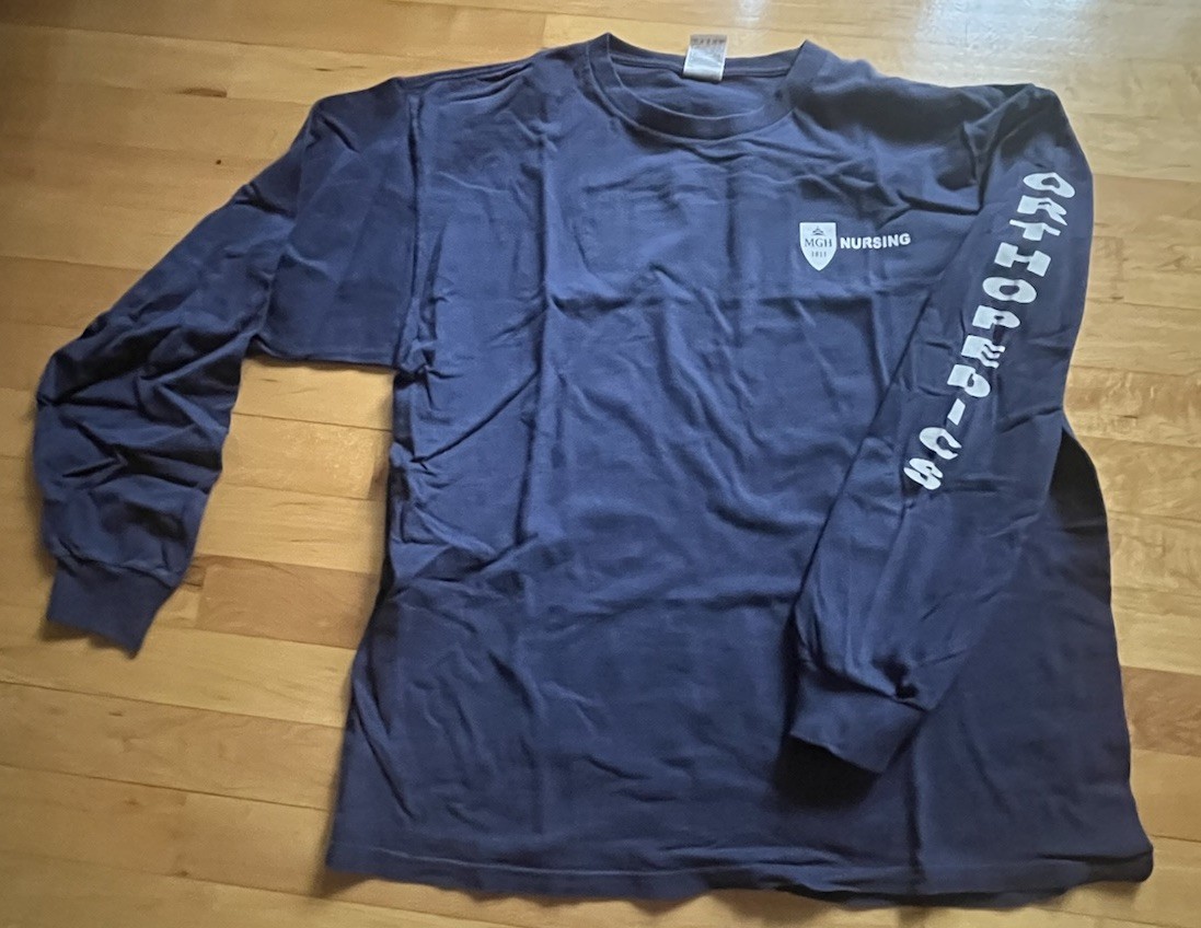 Mass General Hospital Nursing Size XL Navy Orthopedics Long Sleeve Top Unisex