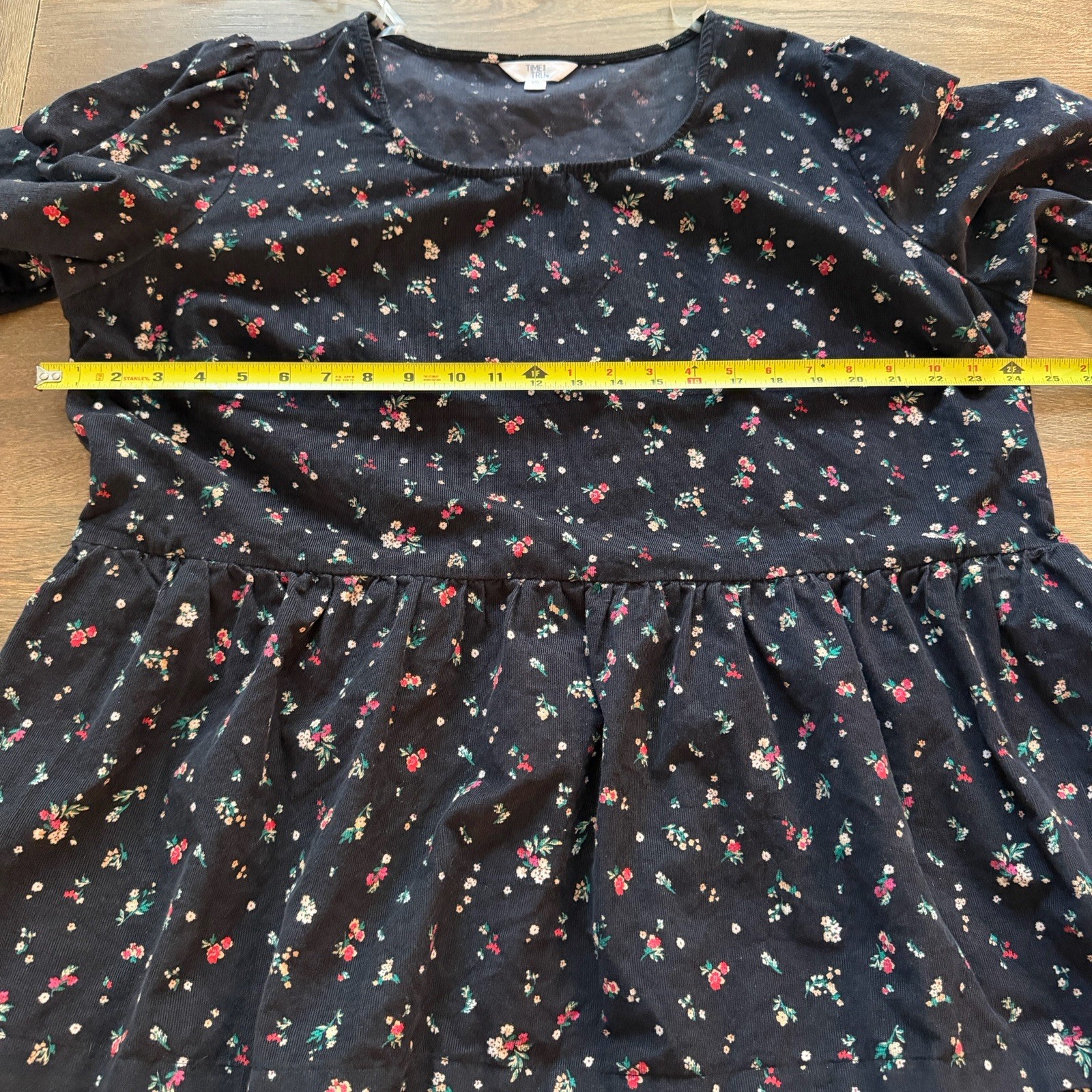 Time and Tru Women’s 2XL Plus Floral Corduroy Fall dress Brown Boho