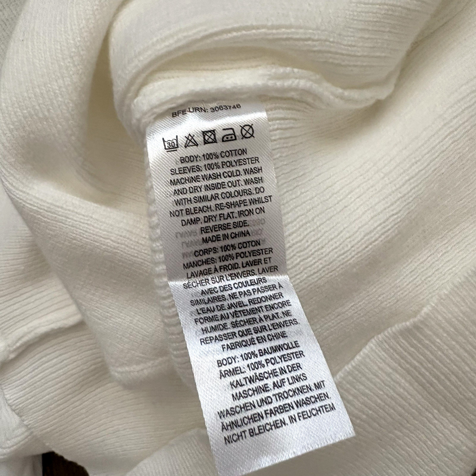 French Connection M Mozart Faux Wrap Sheer Puff Sleev. White V Neck Sweater -NWT