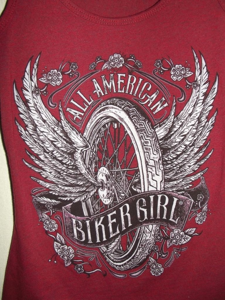 Hot Leathers All American Biker Girl Tank Top Womens Small Maroon motorcycle