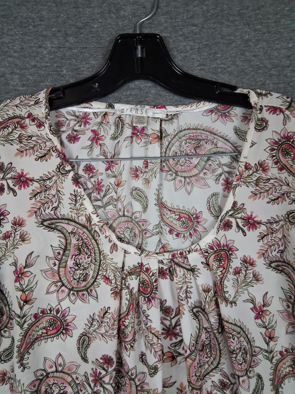 Spense Womens Shirt 1X White Floral Paisley Cottage Core Cape Sleeve Garden Core
