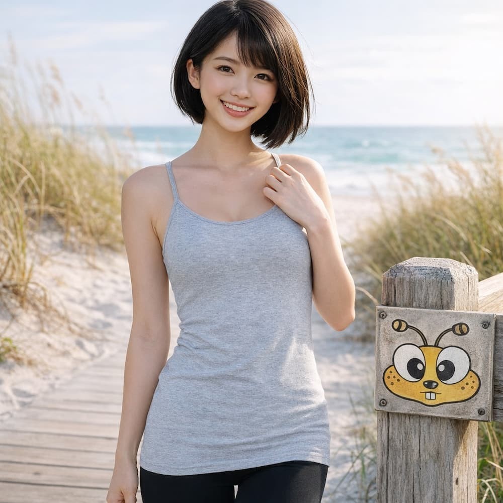 Womens Long Cami Built-in Shelf Bra🍯Spaghetti Strap Layering Cotton Tank Top