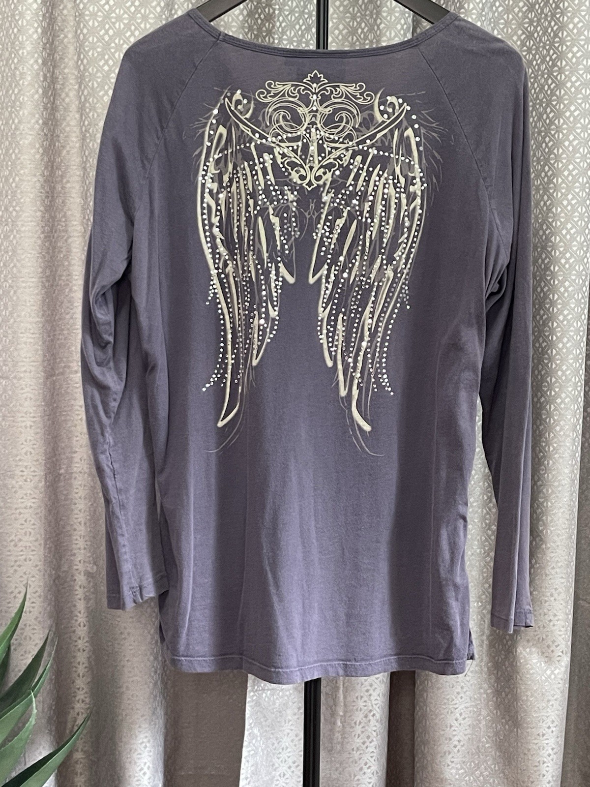 HARLEY-DAVIDSON Blue – Grey Pullover Long Sleeve Shirt XL Logo Rhinestone