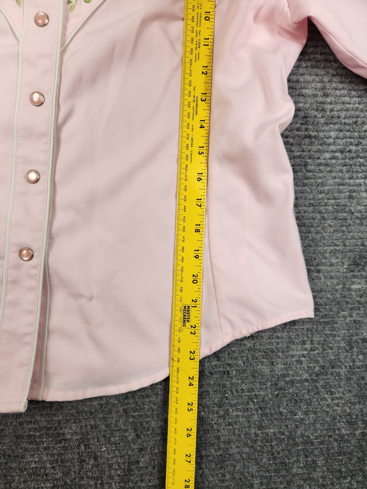 Scully Western Pearl Snap Shirt Womans Large Light Pink Flowers PL-705 Rodeo