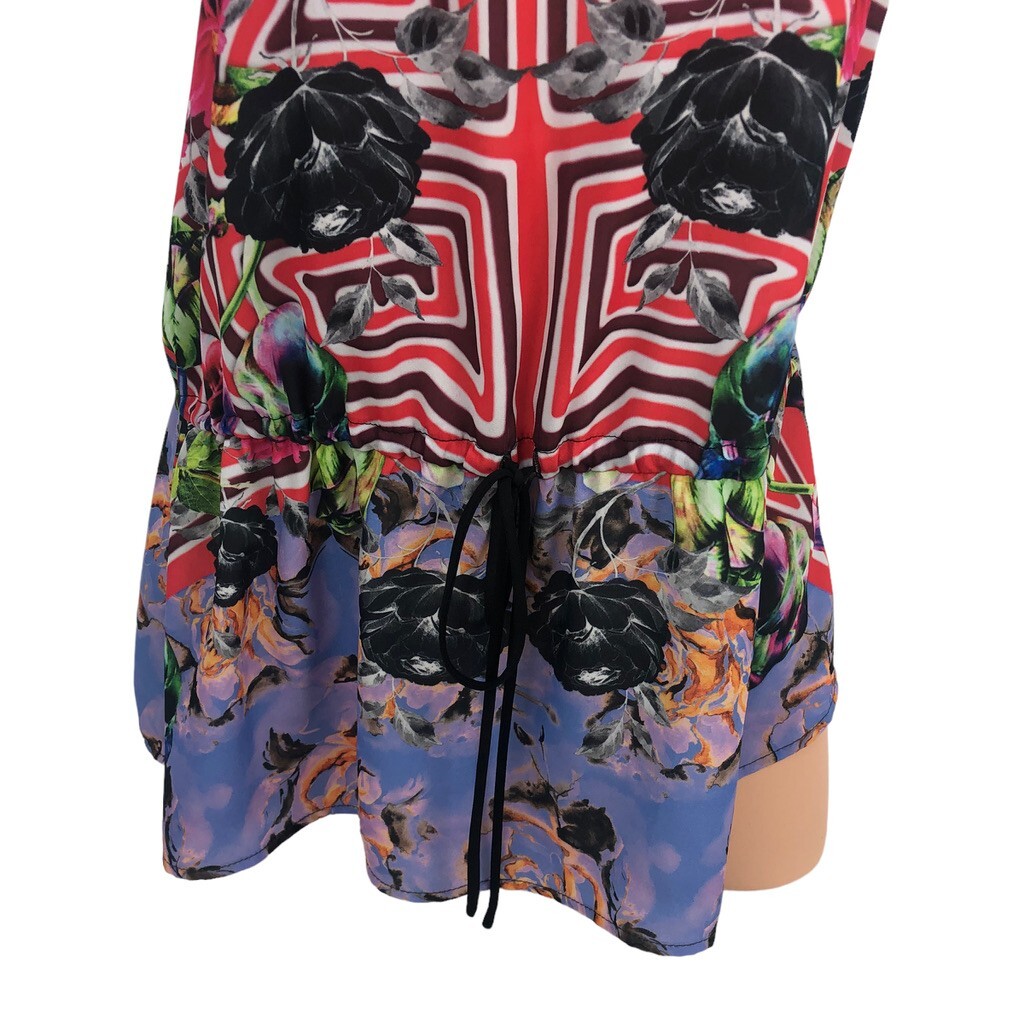 Clover Canyon Multicolor Floral Printed Tunic Tank Top Sleeveless Artsy Blouse S