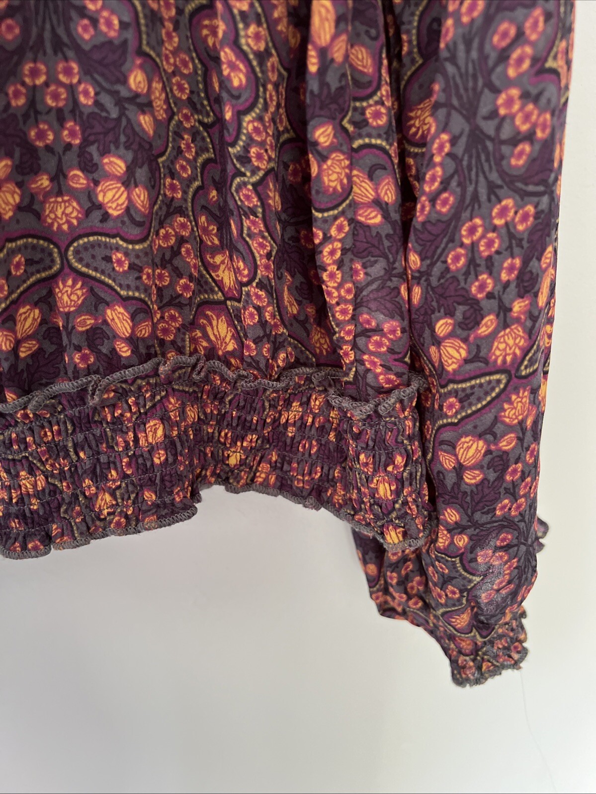 Sun Shadow Floral High Neck Fall Romantic Witchy Whimsigoth Victorian Top L