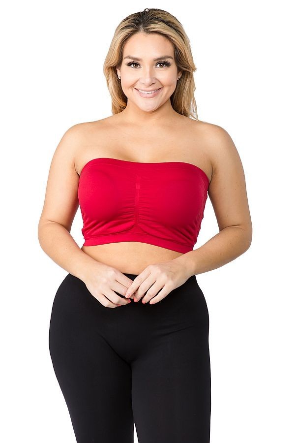 Seamless Solid Cropped Tube Top Bandeau (Plus Size)