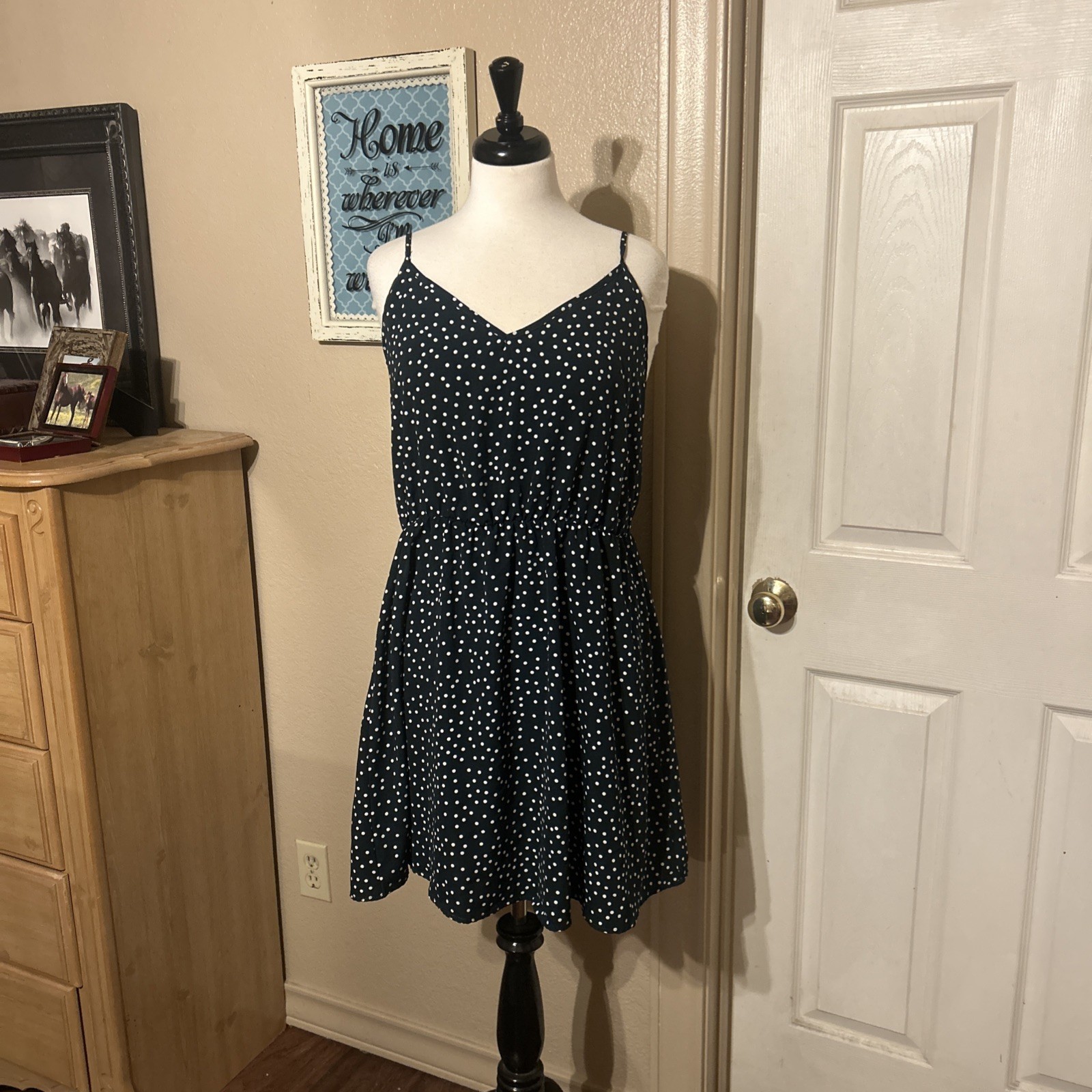 Dark Green With White Polka Dots-XL