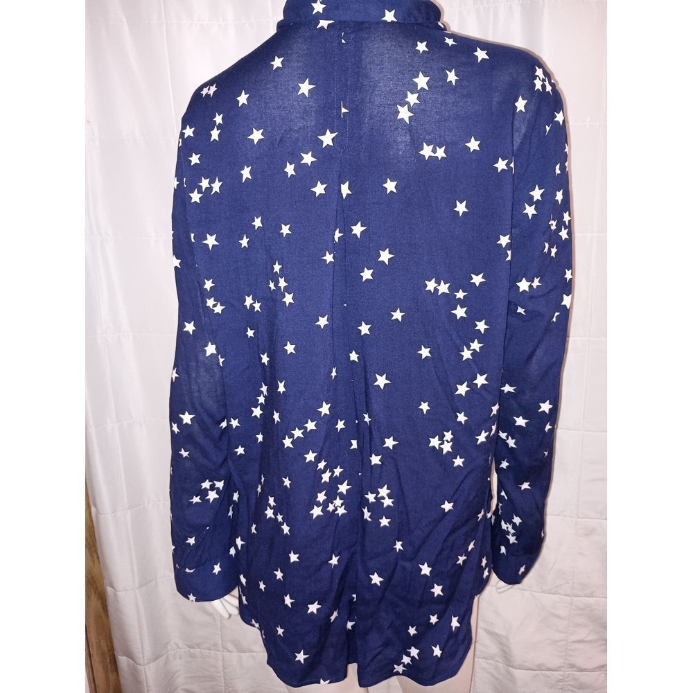 Grand and Greene Women’s Patriotic Stars Sz M Button Down Blouse 4th of July