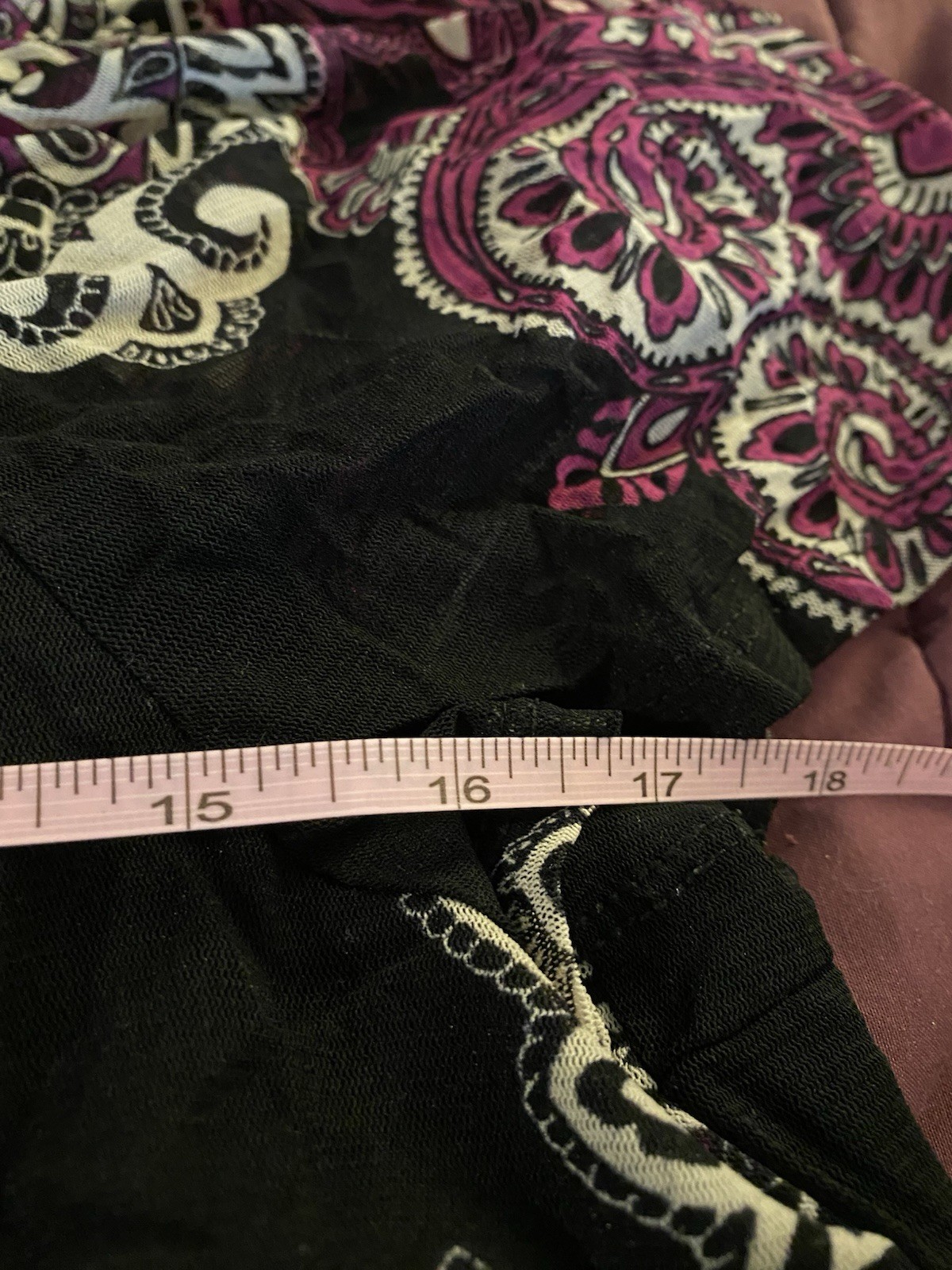 Flutter Sleeve Summer Purple And Black Lined Flowing Stretchy Top