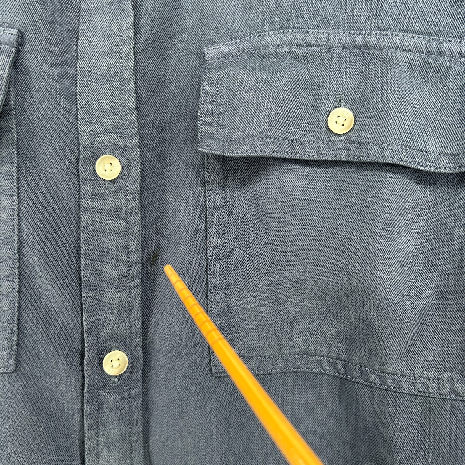 LL BEAN Top Womens LP Petite Soft Washed Utility Twill Button Up Roll Tab Blue